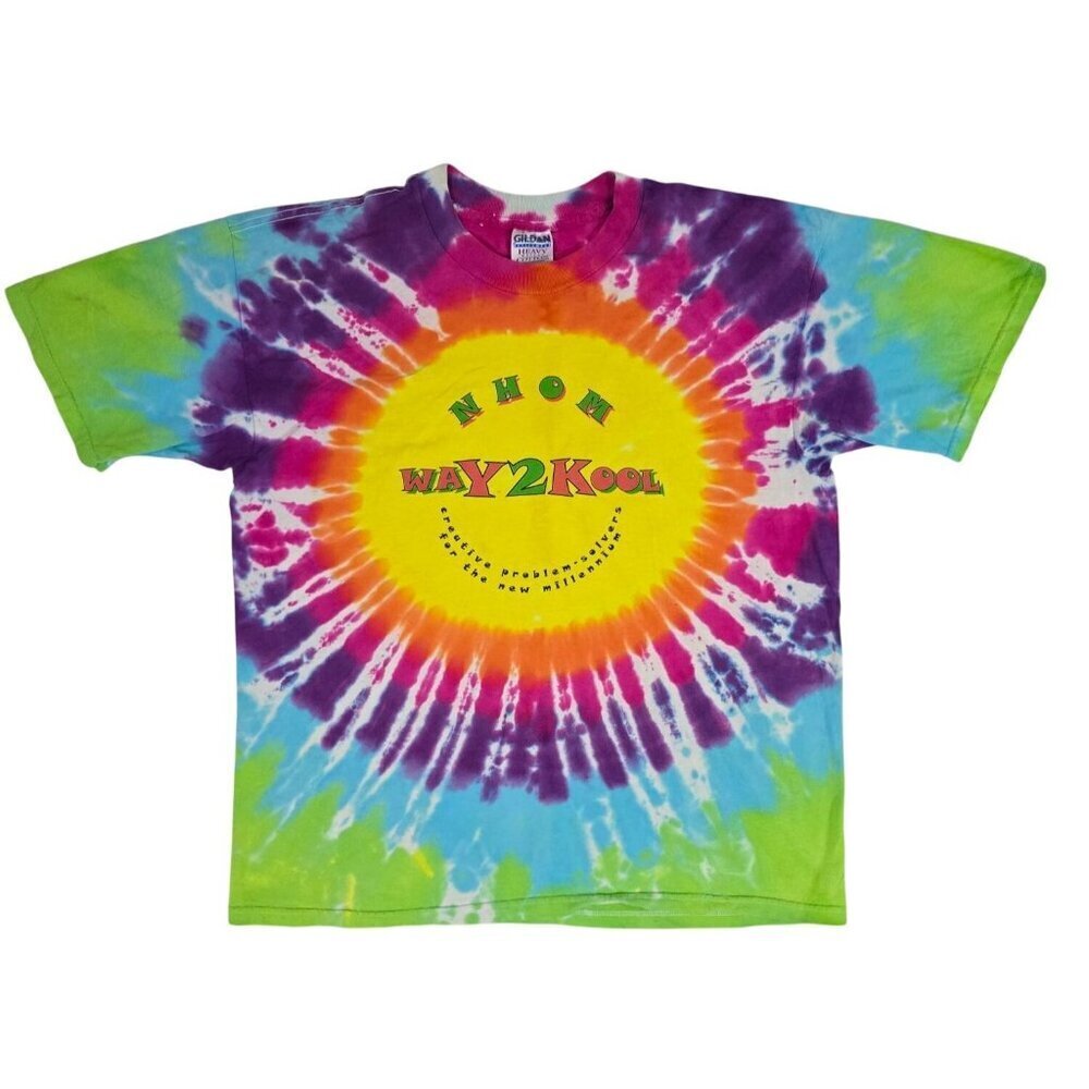 NHOM Way2Kool Tie-Dye T-Shirt XL Gildan Heavy Cotton Short Sleeve Crewneck
